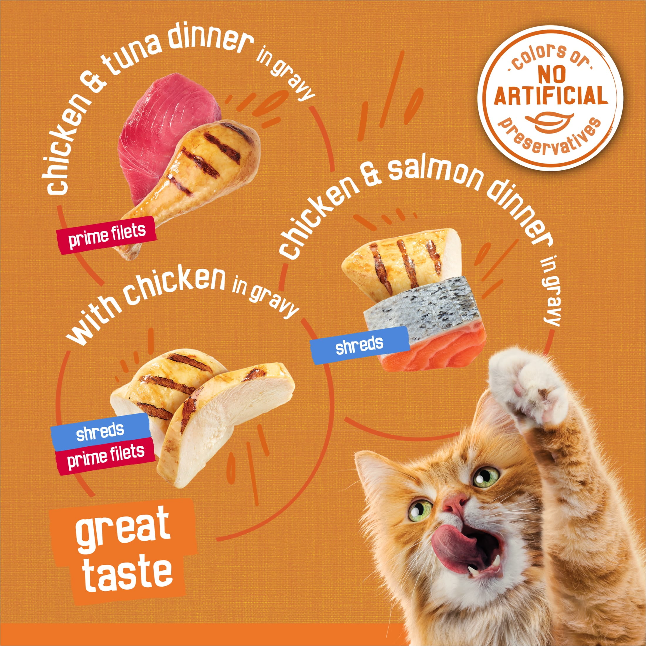 Purina Friskies Gravy Wet Cat Food Variety Pack, Chicken Lovers Prime Filets and Shreds, 5.5 oz Cans
