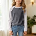 thumbnail image 5 of YDFCWXW Girls Long Sleeve Shirts Cotton Color Block Casual Tops Tees Crewneck Breathable Winter Outfits (Dark Gray, 2-3 Years), 5 of 5