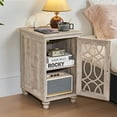 thumbnail image 4 of Narrow Side Table with Charging Station, End Table with Storage Night Stand with USB Ports and Outlets Small Wooden Cabinet for Living Room, Bedroom, Grey, 4 of 8
