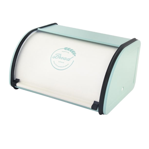 Panera de metal, caja para pan y pasteles, contenedor de almacenamiento sellado con tapa enrollable Blanco Verde S