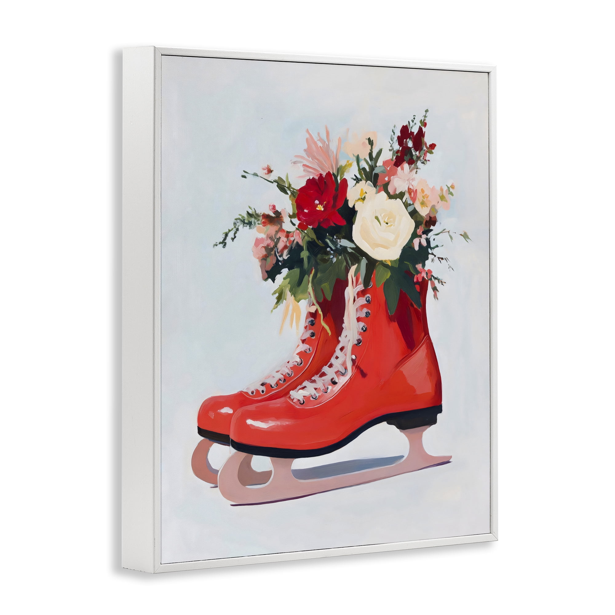 Stupell Industries Floral Ice Skates White Framed Giclee Art, design by The Prints Vibe