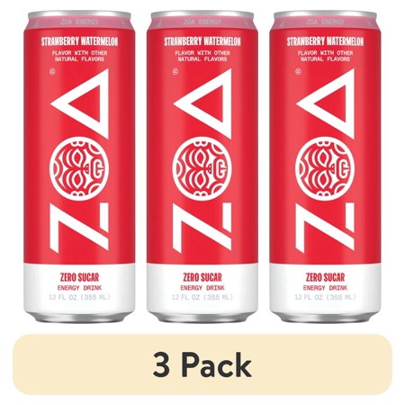 (3 pack) Zoa Strawberry Watermelon Zero Sugar , 12 fl oz Aluminum Can, 0% ABV