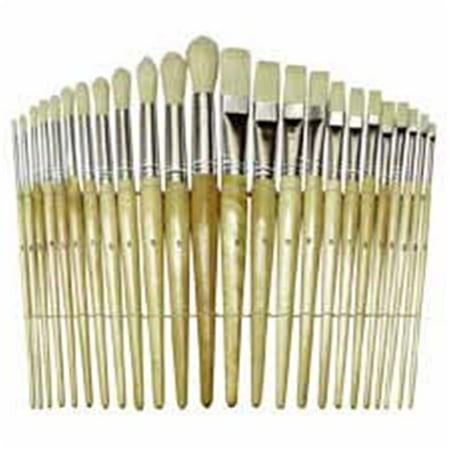 Chenille Kraft Company Natural - Chenille Kraft Company CKC5172 Wood Brushes- Natural Hog Bristles- 12 Round-12 Flat