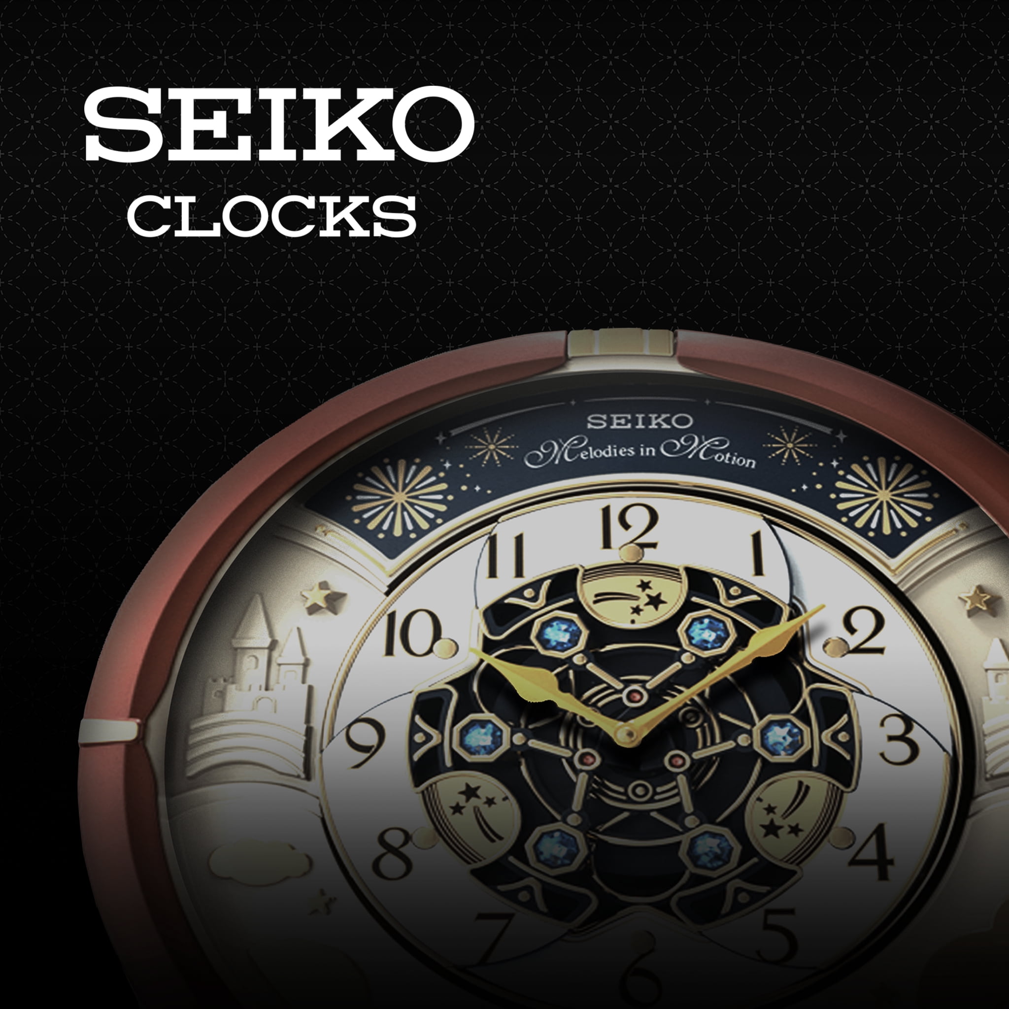 Seiko Castle Night Melodies in Motion, Quartz, Multi-Color Musical Clock,  Analog, QXM378BRH 