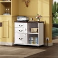 thumbnail image 2 of 3 Drawer File Cabinet with Charging Station & Lock, Vintage Wood Filing Cabinets for Home Office, Mobile Printer Stand for Office Storage,White, 2 of 7