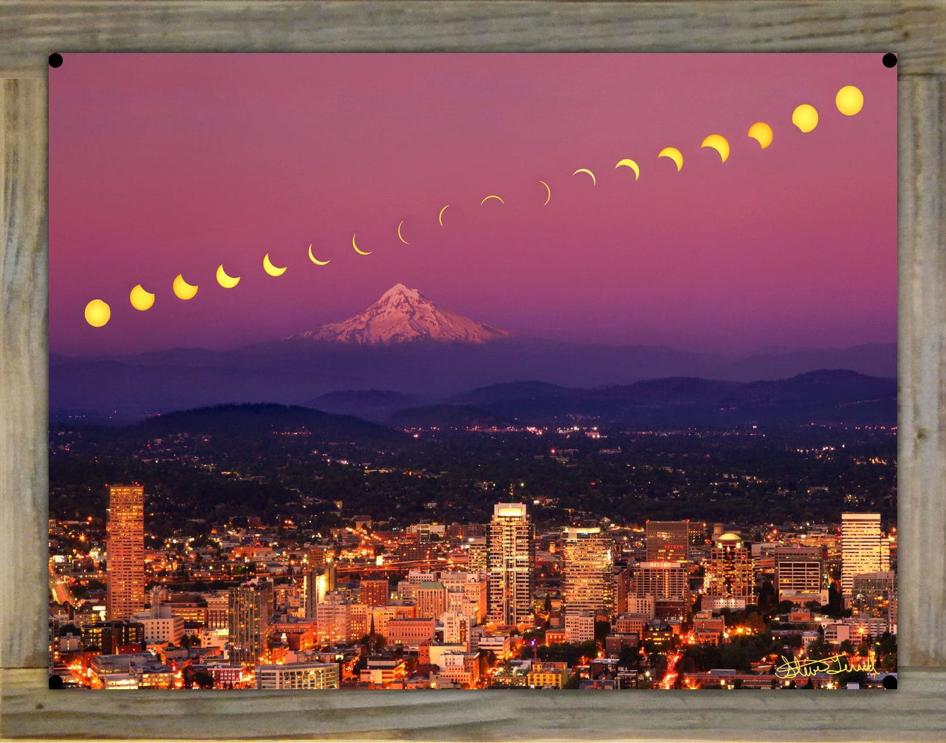 2017 Great Solar Eclipse over Portland, Oregon Metal Photo Print by