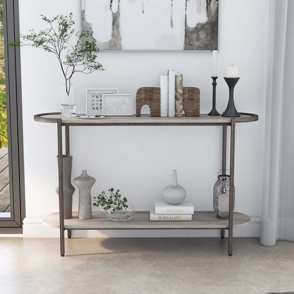 Rowland 1-Shelf Metal Console Table, Light Gray
