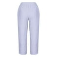 thumbnail image 4 of WIZUTIZ Womens Capris for Summer Plain Casual Loose Wide Leg Palazzo Pants Spandex Elastic Mid Rise 3/4 Length Slacks Pants Solid Cut Off with Pockets Palazzo Pants for Lady Hiking Beach Blue, 4 of 4