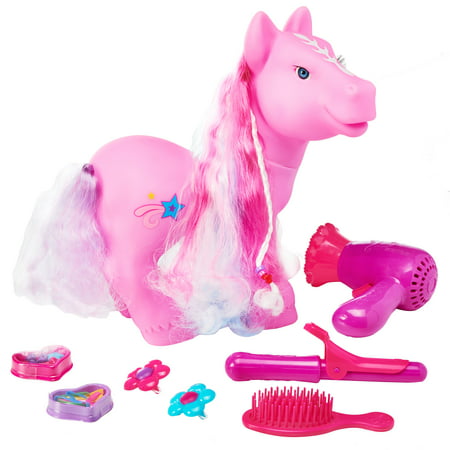 Kid connection 23-piece pony hair salon set, designed for kids age 3 and
