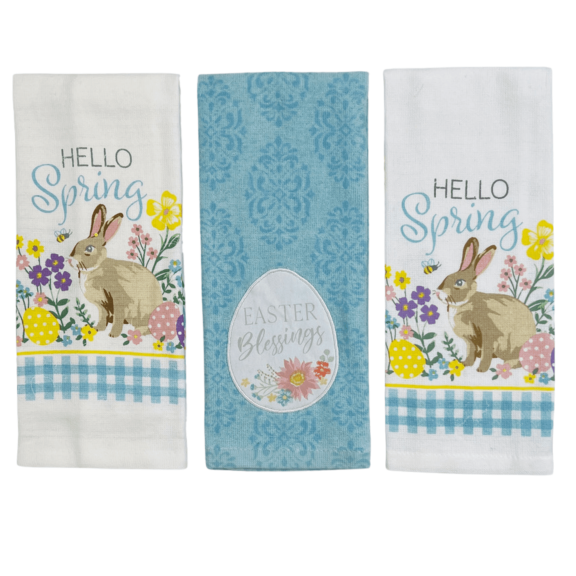 Serafina Home Easter Spring Kitchen Dish Towels: Carrot Patch, Hop in Daily Cute and Colorful, 100% Cotton (Bunny Farm)
