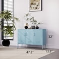 thumbnail image 2 of 32" Wide 3-Door Lockable Metal Storage Cabinet with Accent Cabinet Locker, Heavy Duty Home Tool Cabinet, 2 Removable Shelves & Easy Assembly, for Home, Office, Entryway and Hallway Blue, 2 of 8