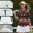 thumbnail image 6 of Uorisanigo Western Tribal Bear Women's Golf Shirt Relaxed Comfortable Quick Dry Athletic Polo Shirts 3/4 Sleeve Soft Breathable Polyester Spandex Fabric Womens Zipper Neck Pullover, 6 of 7