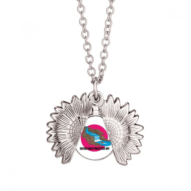 Memorial aniversario madre River proteger Collar de girasol collar collar collar colgante