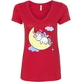 thumbnail image 3 of Inktastic Unicorn Moon Women's V-Neck T-Shirt, 3 of 5