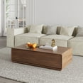 thumbnail image 3 of POVISON Modern Floating TV Stand with Coffee Table, Wood Living Room Set, Black, 62.99" Media Console+ 51.18" Wood Coffee Table, 3 of 13