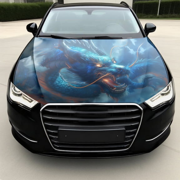 Vibrant Vinyl Sticker with a Roaring Dragon for Truck Hoods, Self-Adhesive and Durable, Ideal for Hood Decorative Graphics and Automotive Accessories, a Perfect Gift