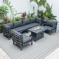 thumbnail image 3 of LeisureMod Hamilton Modern 7-Peice Modular Outdoor Sectional Aluminum Patio Conversation Set with Fire Pit Table & Black Cushions, 3 of 22