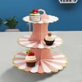 thumbnail image 5 of Three Tier Paper Foil Cake Stand Petal Pink Party Celebration Dessert Display 11.93 Inch, 5 of 6