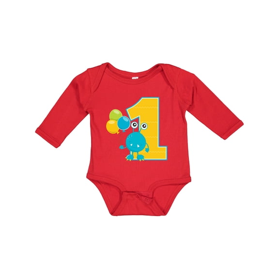 Inktastic First Birthday Monster Boys or Girls Long Sleeve Baby Bodysuit
