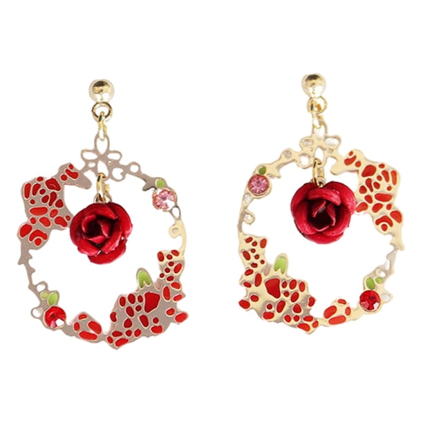 1 par de de rosa retro, elegantes cortos de metal clásicos hipoalergénicos de Yuyangstore Pendientes Retro Rosa