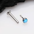 thumbnail image 3 of Fire Opal Bezel Set Top Threadless Push-In Steel Labret, 3 of 4