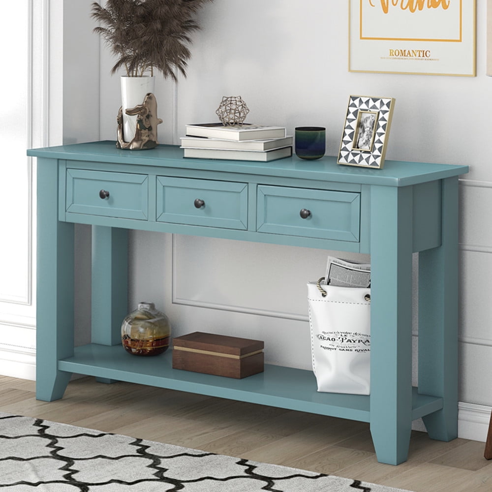 Console Table with 3 Drawers, Modern Tall Entryway Table with 2 Tier ...