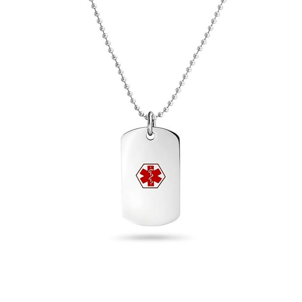 Jewelry PreEngraved Medical Identification Alert ID For Diabetic Dog Tag Pendant Necklace For