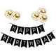 thumbnail image 1 of Banderín de feliz cumpleaños con 5 globos de látex con confeti dorado, color negro perfecto, 1 of 5