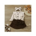 thumbnail image 3 of Kiapeise Toddler Baby Girl Fall Winter Outfit Long Sleeve Button Down Knit Coat Tops+Corduroy Skirt+Headband, 3 of 9