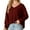Wine, variant on ATOYSOY Womens V Neck Waffle Knit Cropped Top Long Sleeve Pullover Crop Sweater Black L