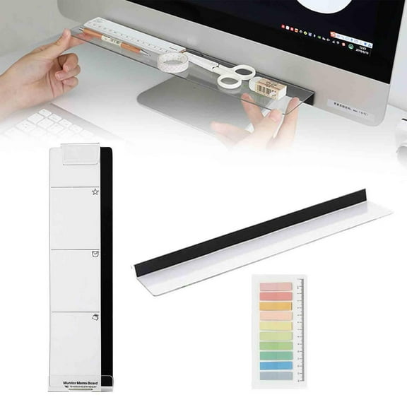 Acrylic Computer Side Memo Board Desktop Note Holder for Left and Right Monitor Attachment and Organization