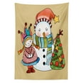 thumbnail image 3 of Ambesonne Christmas Tablecloth Rectangular Table Cover, Snowman Tree, 60"x84", Multicolor, 3 of 4