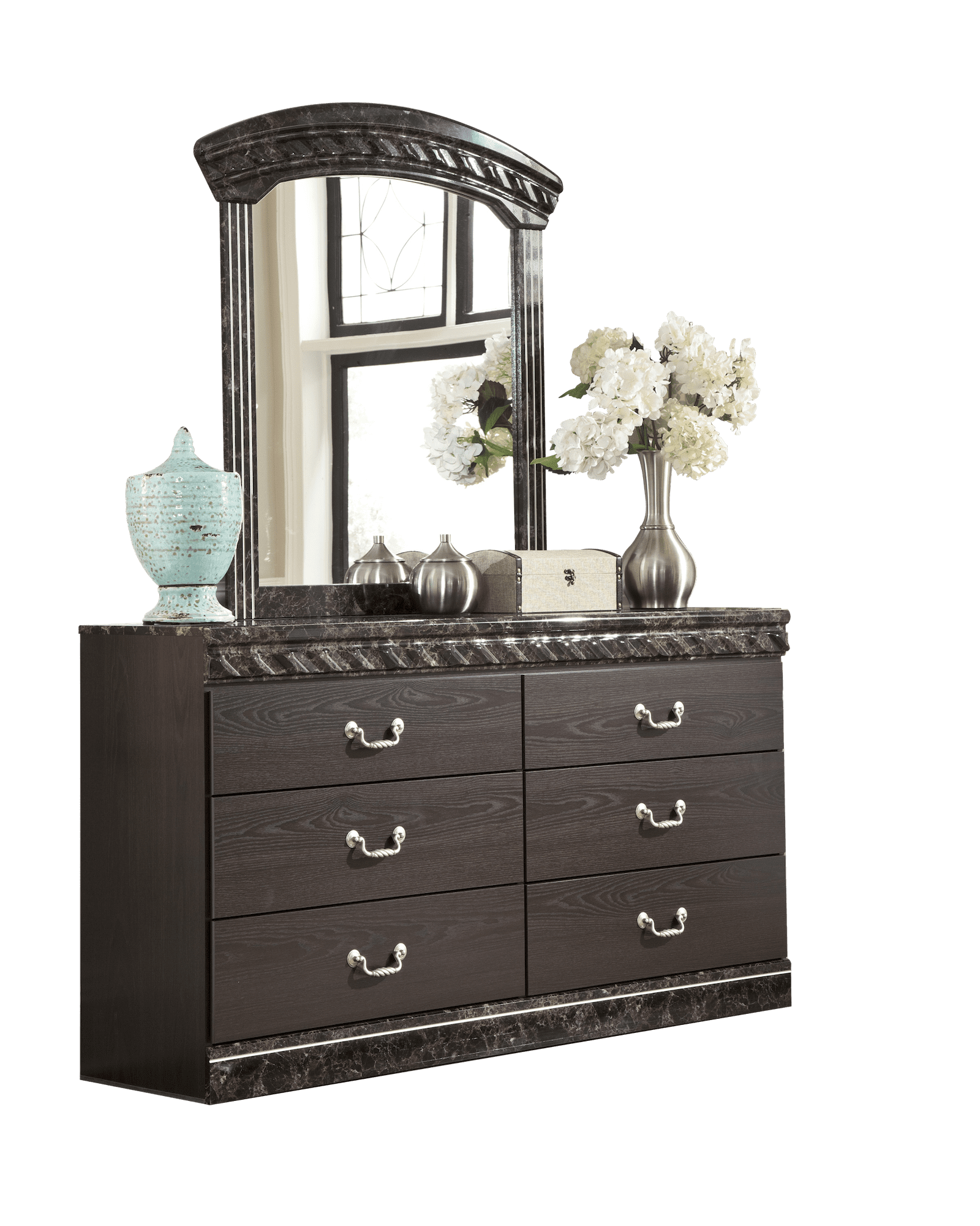 Ashley Furniture Vachel Six Drawer Dresser Mirror Dark Brown