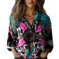 thumbnail image 2 of Black Women Shirts, Women Cotton Shirt Printed Fashion Button Down Shirts Casual Tops Long Sleeve Blouse,Women Shirts 5XL, 2 of 3