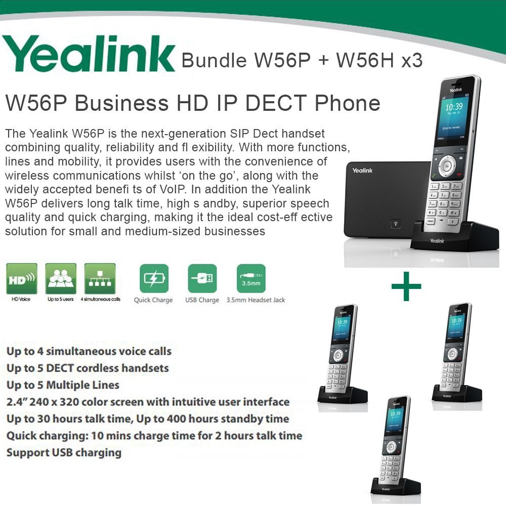Yealink W56H Business HD IP DECT Phone Part# YEA-W56H NEW