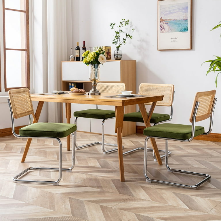 Green dining chairs 2025 with chrome legs