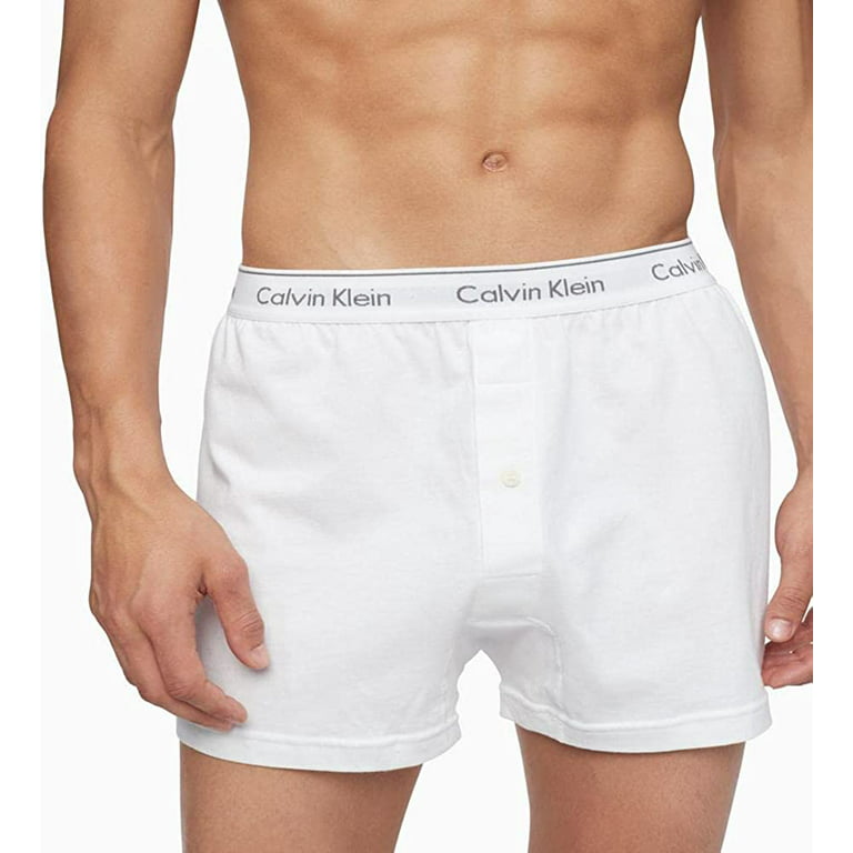 Calvin Klein Men's Cotton Classics Knit Boxer -3 Pack, White, Small 