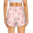 thumbnail image 4 of Uemuo Rabbit And Cherry Pattern Women's Athletic Shorts High Waisted Running Shorts with Liner Pockets Gym Elastic Workout Shorts-Small, 4 of 9