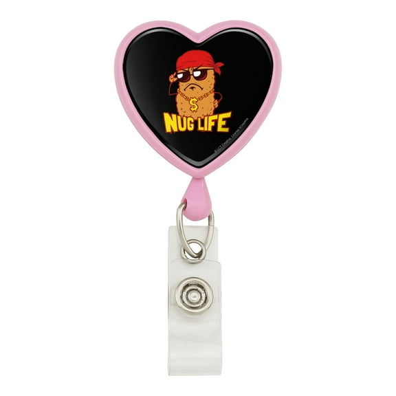 Nug Life Chicken Nugget Funny Humor Heart Lanyard Retractable Reel Badge ID Card Holder