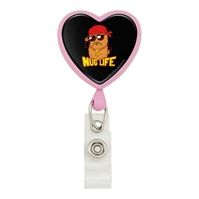 Nug Life Chicken Nugget Funny Humor Heart Lanyard Retractable Reel Badge ID  Card Holder 