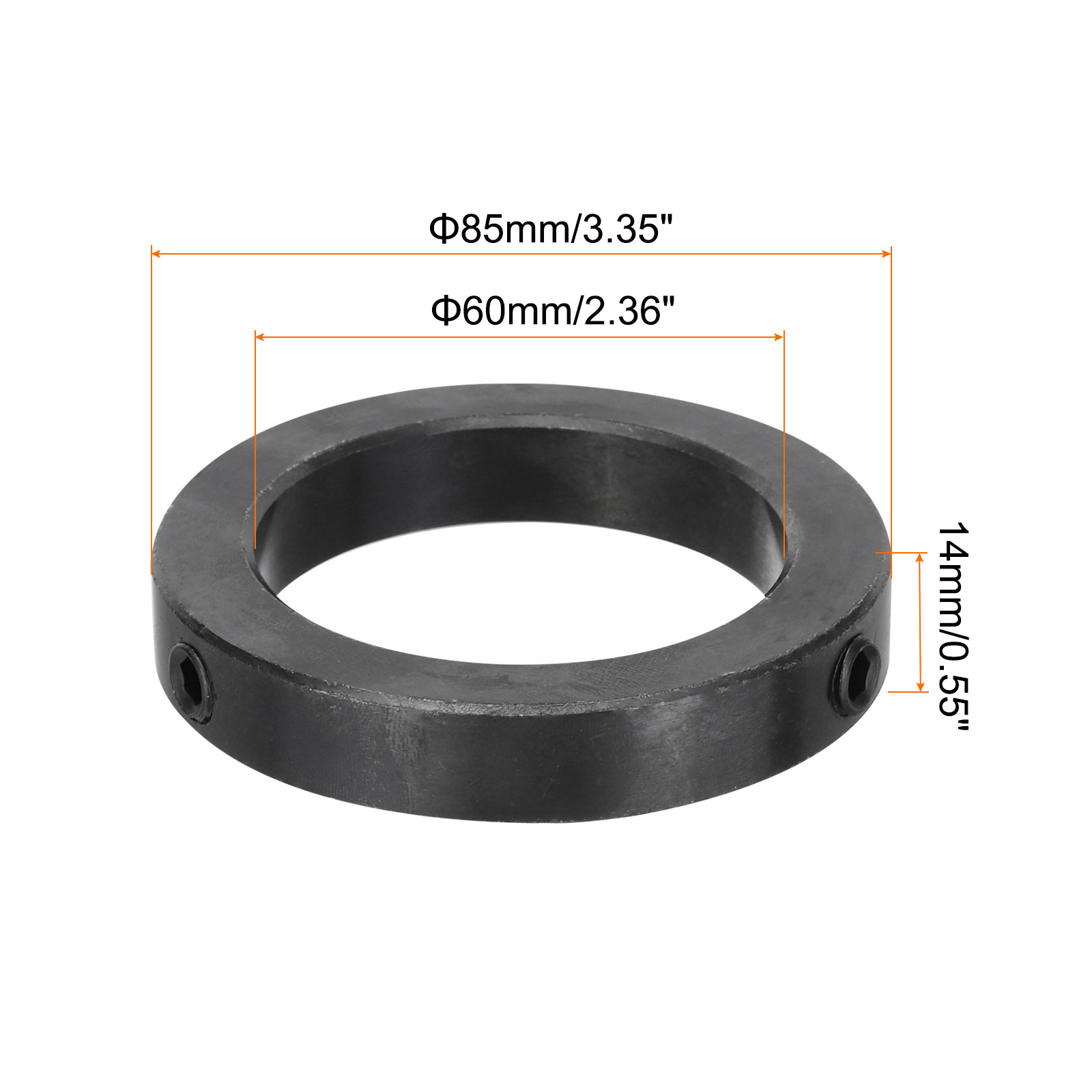 Uxcell Shaft Collar, 2.4 Inch Bore Carbon Steel Set Screw Style Clamping Collars Black 2 Pcs