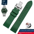 thumbnail image 3 of Correa de reloj de silicona de liberación rápida Correa de reloj de caucho fluorado de 20 mm, 22 mm, 23 mm y 24 mm con cierre de mariposa y color azul oscuro, verde y naranja, 3 of 5