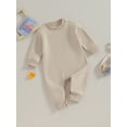 thumbnail image 3 of Loicainy Toddler Baby Boy Girl Fleece-lined Sweatshirt Romper 3 6 9 12 18 Months Solid Color Long Sleeve Jumpsuit for Newborn Cute Clothes, 3 of 9