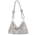thumbnail image 3 of Spencer Women Chic Evening Bag Glitter Handbag Shiny Purse for Travel Vacation Party Lady Rhinestone Clutch Purse Shoulder Bag, Silver, 3 of 10