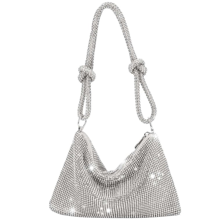 Silver Rhinestone Clutch Purse for Women Elegant Evening Bag with Chain CHENGU Clutch Purse Evening Bag Women Rhinestone Glitter  main image 3