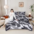 thumbnail image 4 of Homewish Black Grey Camo Full Size Comforter Sets 3-Piece for Boys Girls,Abstract Camouflage Bedding Comforter Set,Geometric Theme Lightweight Bedding Sets,Lightweight Room Decor,Reversible, 4 of 8