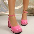 thumbnail image 2 of SACFOF Women’s High Chunky Platform Closed Toe Block Heels Square Toe Ankle Strap Dress Wedding Party Pumps Shoes, 2 of 6