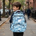 thumbnail image 4 of HUIACONG Cute Blue Shark Print School Backpack for Kids Boys Girls Age 5-16 Water Resistant Large Capacity Bookbag Adjustable Cushioned Straps Multi Pockets for School Travel Daily Use, 4 of 7