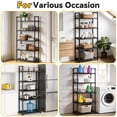 thumbnail image 6 of 5-Tier Storage Shelves, Plastic Shelving Unit with Hooks, Multipurpose Storage Shelves Rack for Garage Kitchen Pantry Closet Bathroom Laundry, 10.6"D x 20"W x 57"H, Black, 6 of 7