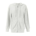 thumbnail image 4 of VISALY Womens Zip Up Hoodies Sweater Jacket Sweaters Long Sleeve Knitted Zip Up Hoodies Ribbed Pullover Loose Casual Sweatshirts with Pocket Comfy Sweaters Tunic Sweater Long Sleeve Sweaters White S, 4 of 6